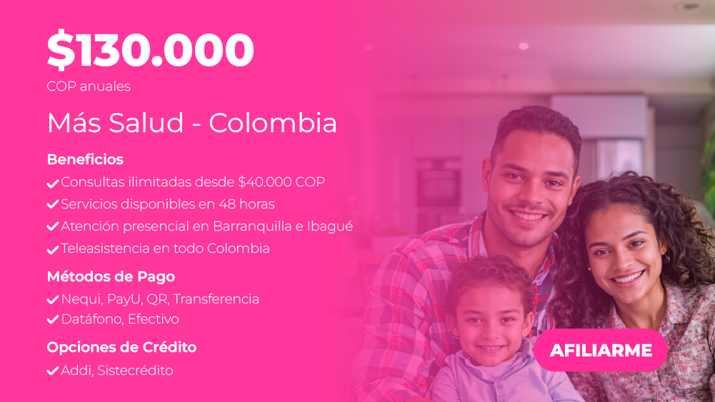 Plan Más Salud Colombia - Membresía de salud mental
